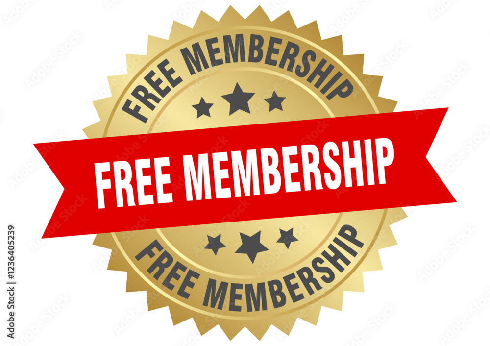 free membership. free membership round red and gold label isolated on transparent background free membership. free membership round red and gold label isolated on transparent background