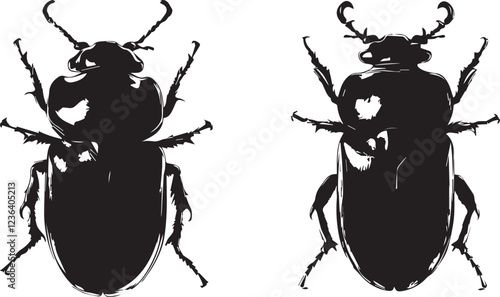 Set of beetles. Hand drawn vector illustration