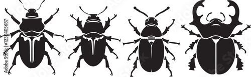 Set of beetles. Hand drawn vector illustration