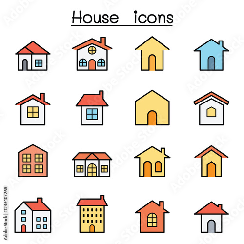 House icon set in thin line style
