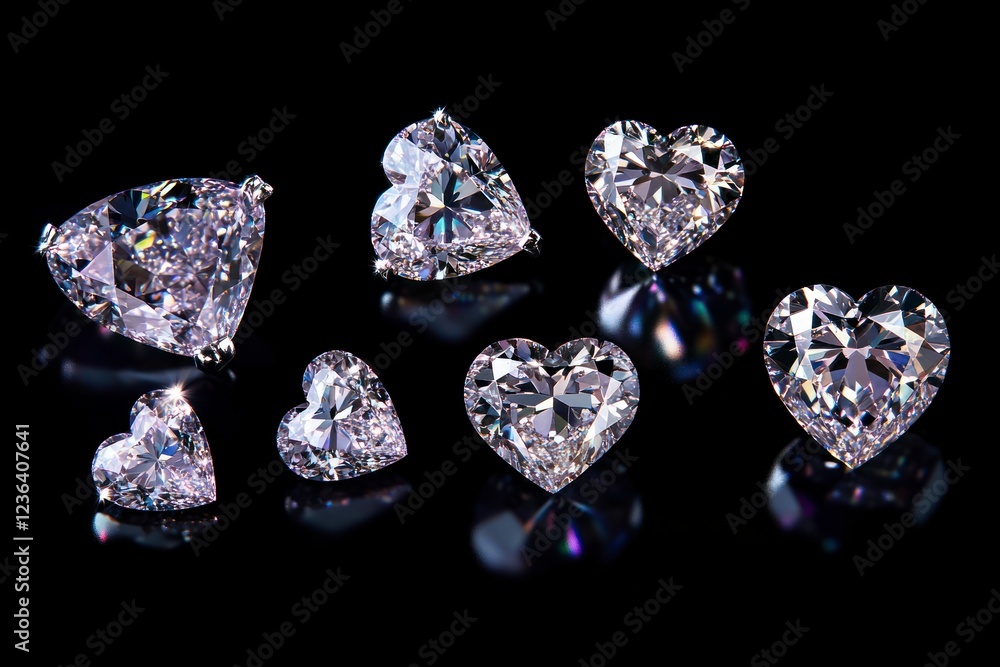 An array of diamonds with a dark background, showcasing their sparkling and reflective qualities, with some floating in the air and others lying on flat surfaces. An array of diamonds with a dark background, showcasing their sparkling and reflective qualities, with some floating in the air and others lying on flat surfaces.