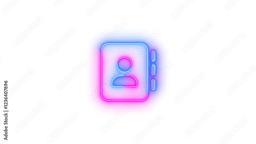 Address book icon glowing neon blue pink gradient color Address book icon glowing neon blue pink gradient color