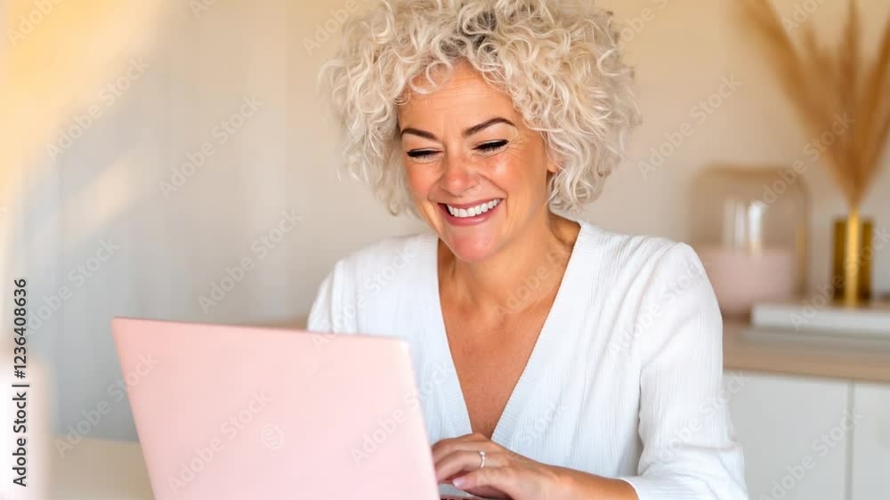 Cheerful Mature Businesswoman in Virtual Meeting
Cheerful Mature Businesswoman in Virtual Meeting