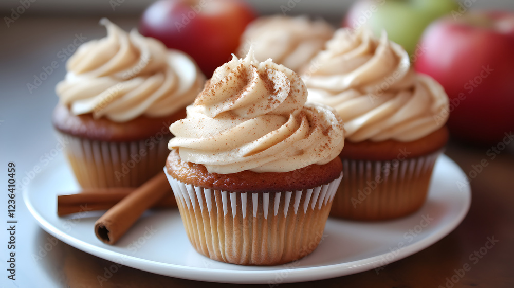Caramel apple cupcakes topped with rich caramel frosting and a dash of cinnamon. Caramel apple cupcakes topped with rich caramel frosting and a dash of cinnamon.
