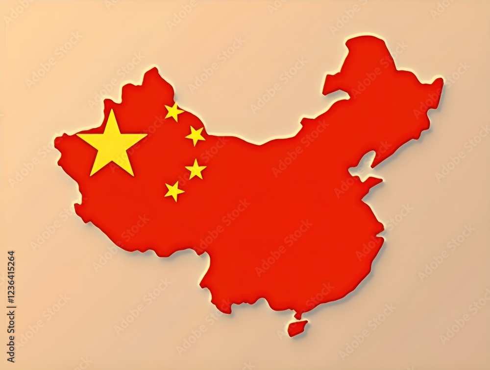 Naklejka premium China Map and Flag Illustration