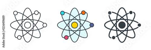 Atom icon symbol vector illustration isolated on white background