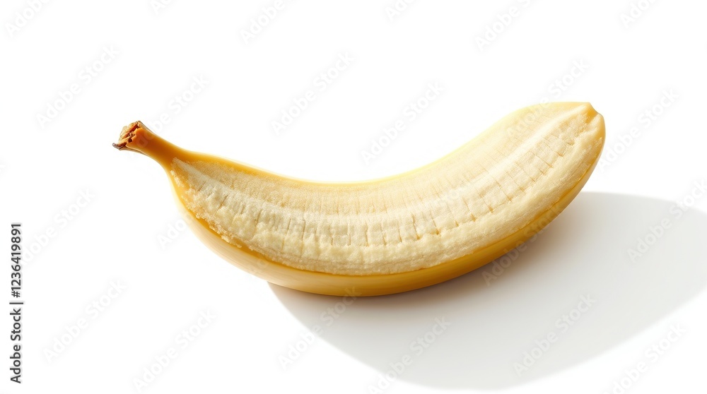 Peeled Banana Half Isolated on White Background Peeled Banana Half Isolated on White Background
