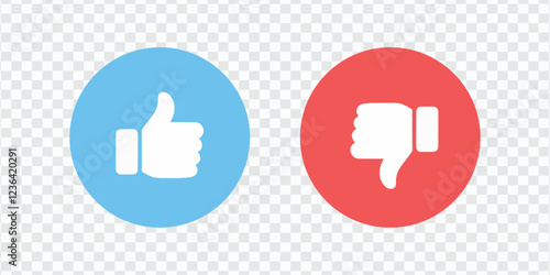 Like and Dislike Vector Flat Icons | Thumbs Up & Down Circle Emblems