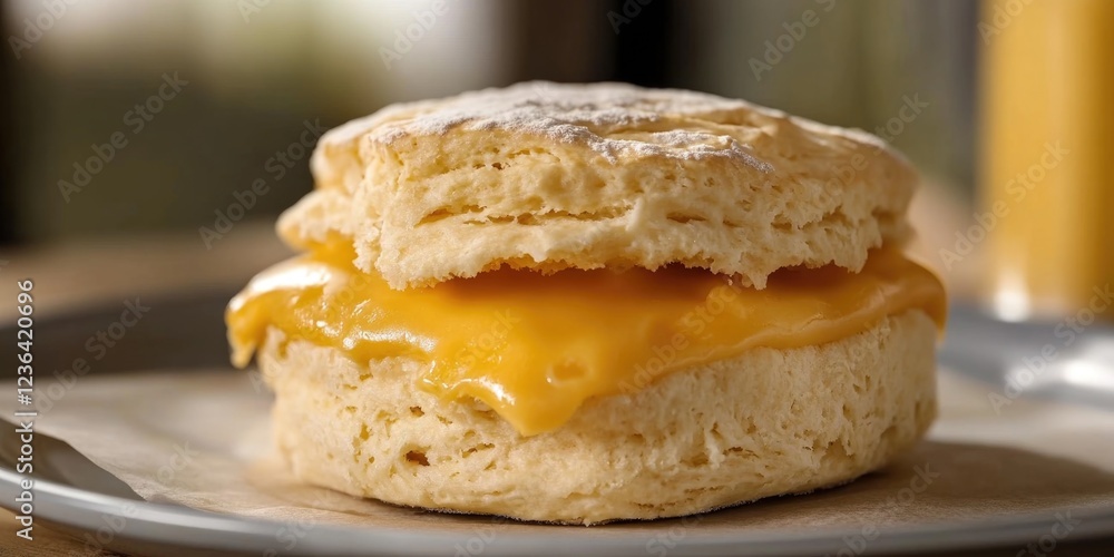 A layered biscuit sandwiched with jam, placed on a plate and ready to eat. A layered biscuit sandwiched with jam, placed on a plate and ready to eat.