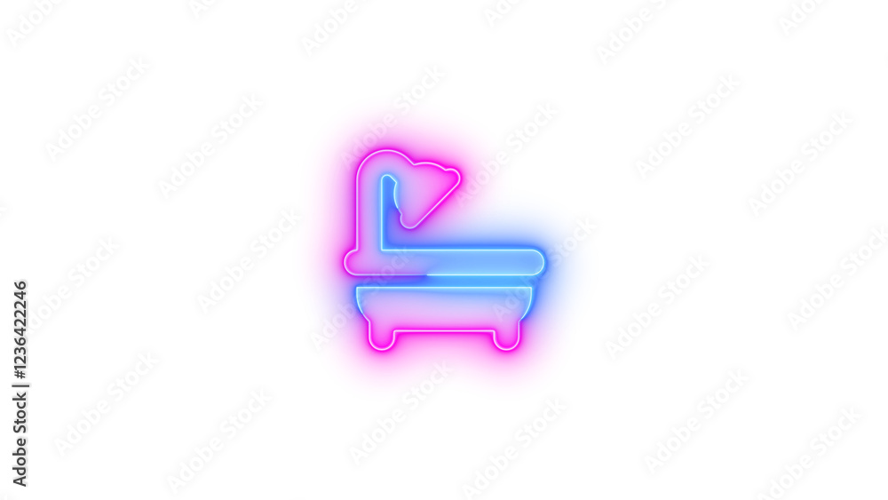 Bath icon glowing neon blue pink gradient color Bath icon glowing neon blue pink gradient color