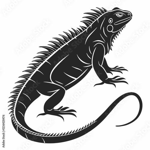 Marine Iguana  vector silhouette black design white background