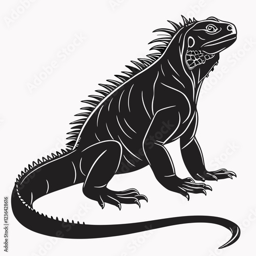 Marine Iguana  vector silhouette black design white background