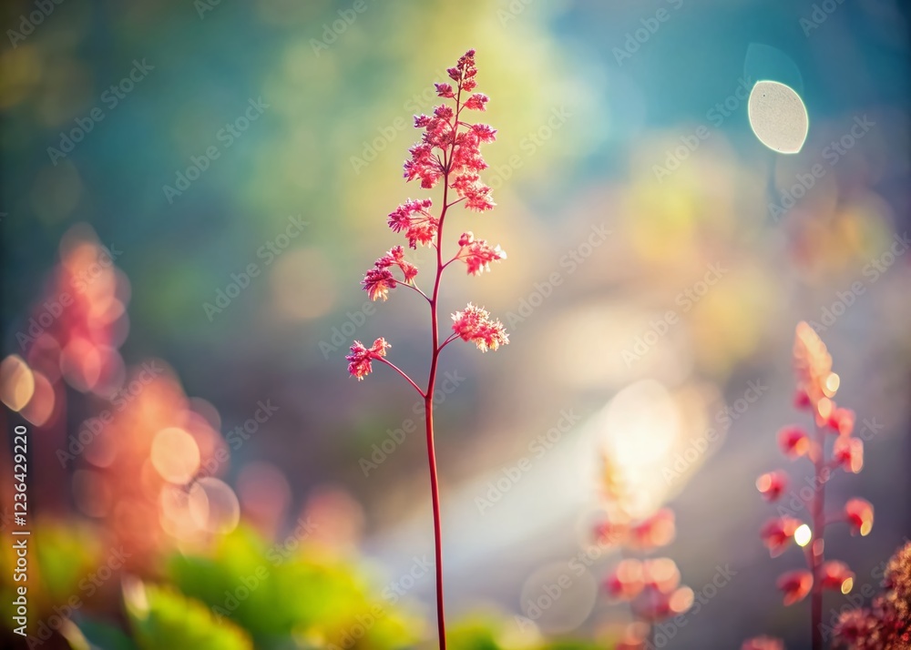 Fototapeta premium Serene Landscape with Single Heuchera Pubescens Flower Spike