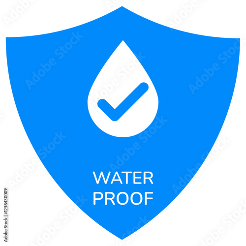 Water Proof, Water Resistant Sign Moisture and Rain Protection Symbol with Sheild Label for Product Packaging Vector Illustration