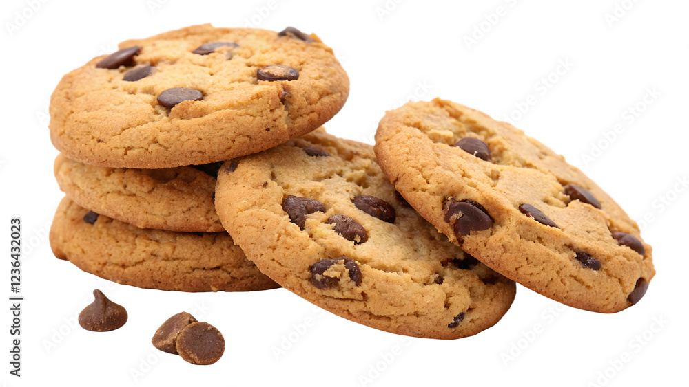 chocolate chip cookies on white background chocolate chip cookies on white background
