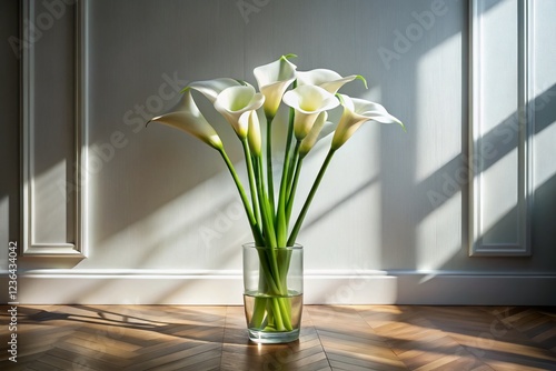 Sleek Minimalist Calla Lily Silhouette: Luxury Home Decor Stock Photo