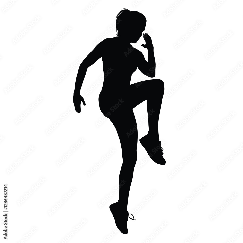 Silhouette of a woman performing a dynamic athletic movement. Silhouette of a woman performing a dynamic athletic movement.