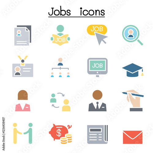 Jobs icon set in thin line style
