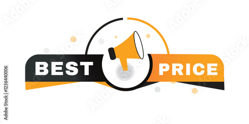 Best price, label poster icon megaphone design. Modern banner for web and advertising. Vector isolated.
