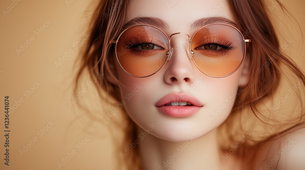 Obraz premium Cute girl in sunglasses making a funny face, radiating playful energy and vibrant charm.
