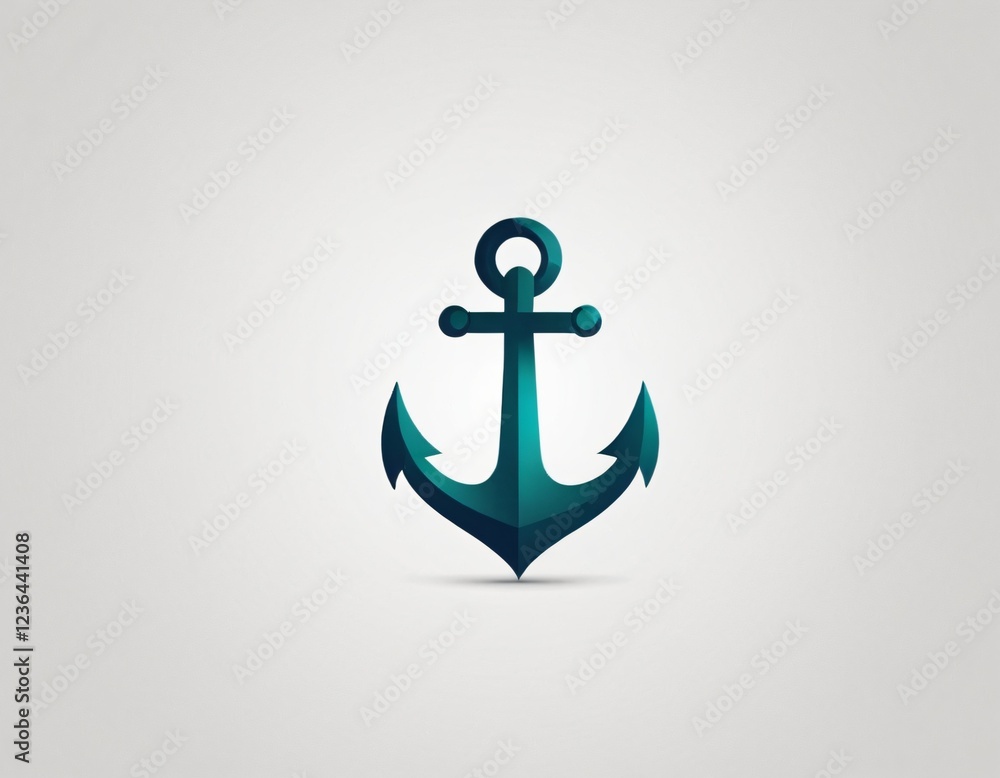 Nautical Anchor Illustration, Marine Symbol, Oceanic Emblem, Teal Anchor Design, Maritime Icon, Sea-Themed Graphic, Coastal Decor, Vintage Style, Nautical Branding, Ai generated image.