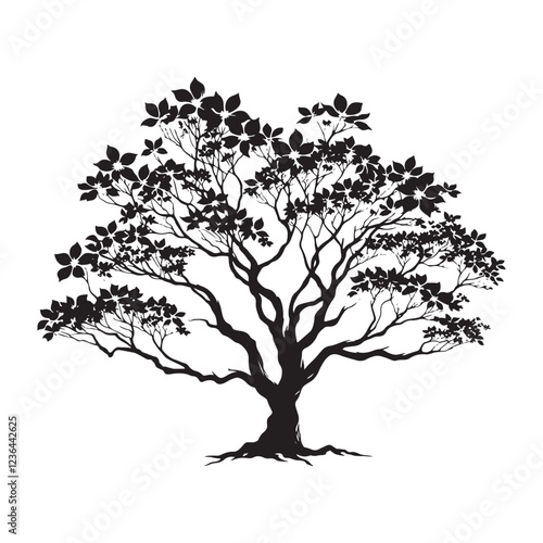Beautiful Dogwood Tree silhouette with a soft and natural appearance - Dogwood Tree silhouette - Dogwood Tree vector - Dogwood Tree illustration - Dogwood silhouette - Dogwood vector
