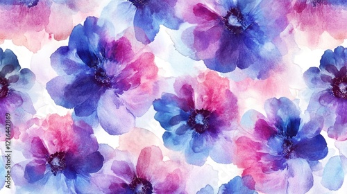 Fototapeta Naklejka Na Ścianę i Meble -  Artistic floral print with watercolor effect on a textured backdrop.