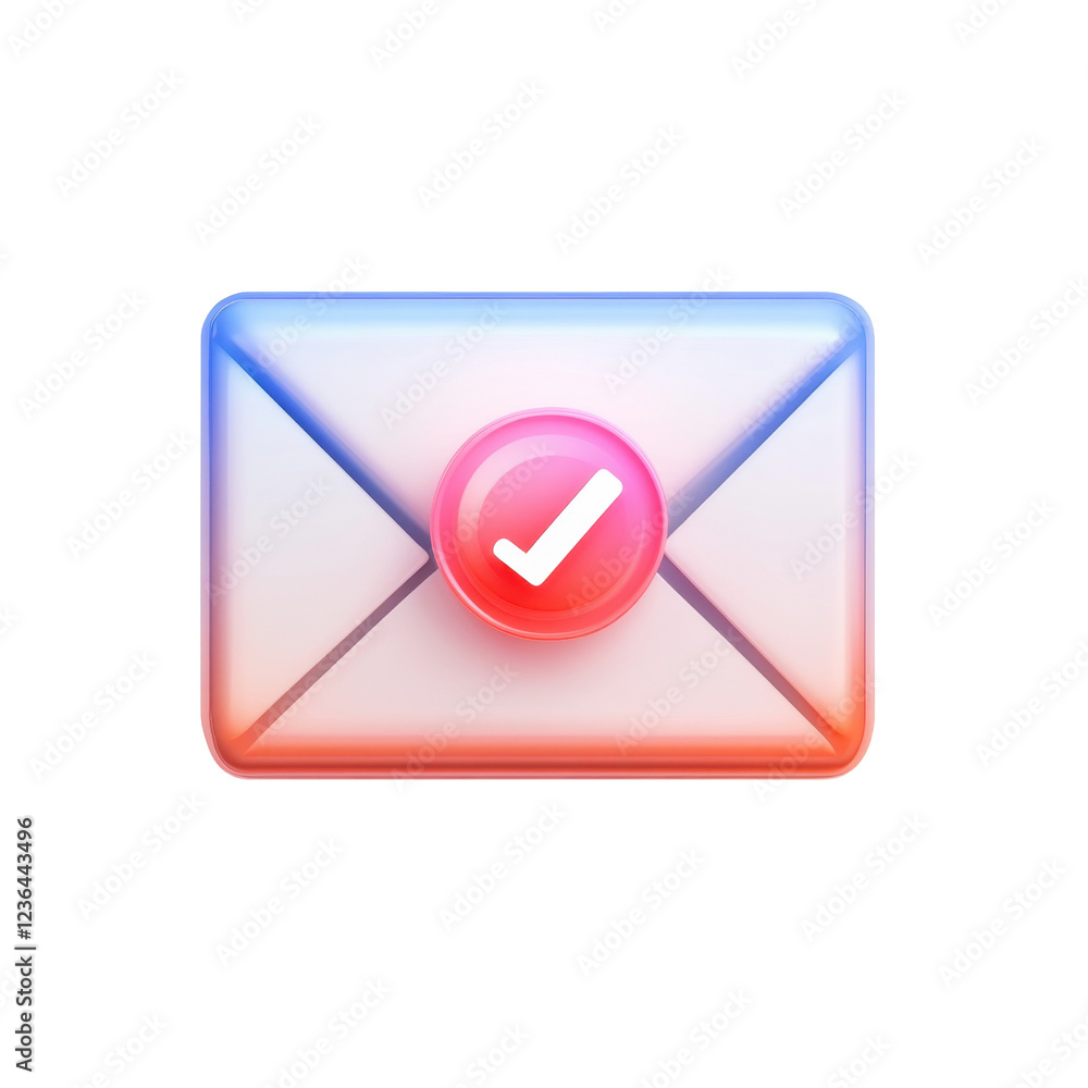 Creative Email Icon with Check Mark, Modern Design for Communication Creative Email Icon with Check Mark, Modern Design for Communication