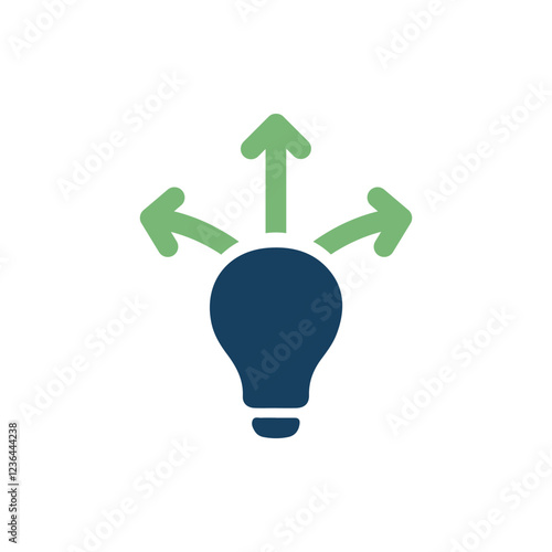 A light bulb featuring arrows pointing in multiple directions, representing the concepts of creativity, innovative thinking, and strategic decisionmaking crucial for modern business success