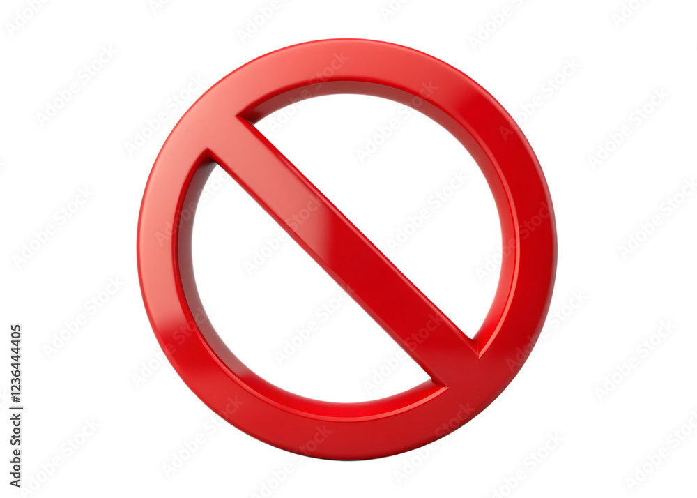 Bold Red Prohibition Symbol on Transparent Background Representing Restriction, Warning, or Prohibition Bold Red Prohibition Symbol on Transparent Background Representing Restriction, Warning, or Prohibition