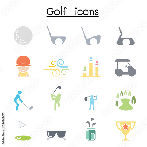 Golf icon set in thin line style