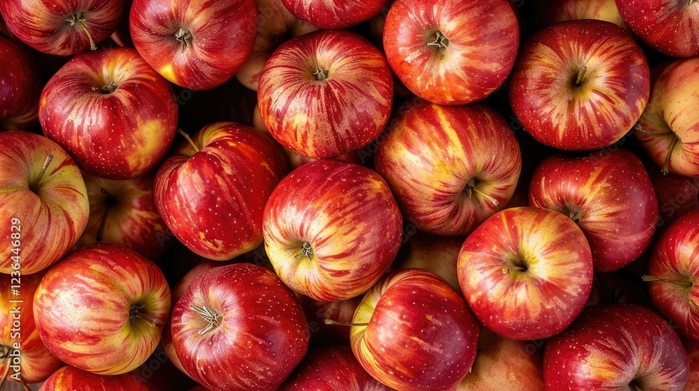 Top view of bright ripe apples background --no text and people, human --chaos 10 --ar 16:9 Job ID: 444caf6c-af32-4243-a223-854fce6b6e01 Top view of bright ripe apples background --no text and people, human --chaos 10 --ar 16:9 Job ID: 444caf6c-af32-4243-a223-854fce6b6e01