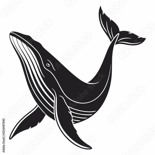 Whale vector silhouette black design white background