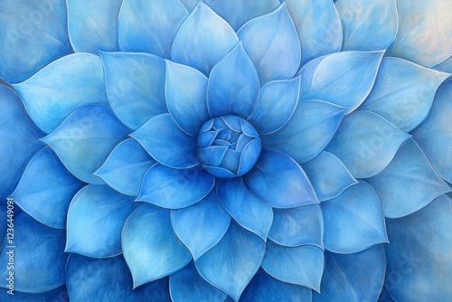 Wallpaper Mural Close-up of the center part of an all-blue flower, with petals that radiate like petal-shaped rings. The background is a soft gradient from light to dark blue.  Torontodigital.ca