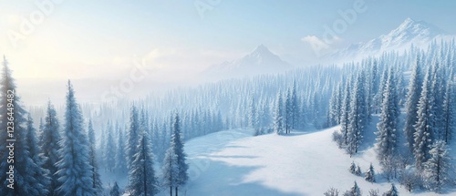 Winter Wonderland Mountain Forest Landscape photo