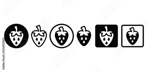 strawberry fruit food icon symbol sign vector design black white color simple illustration sets