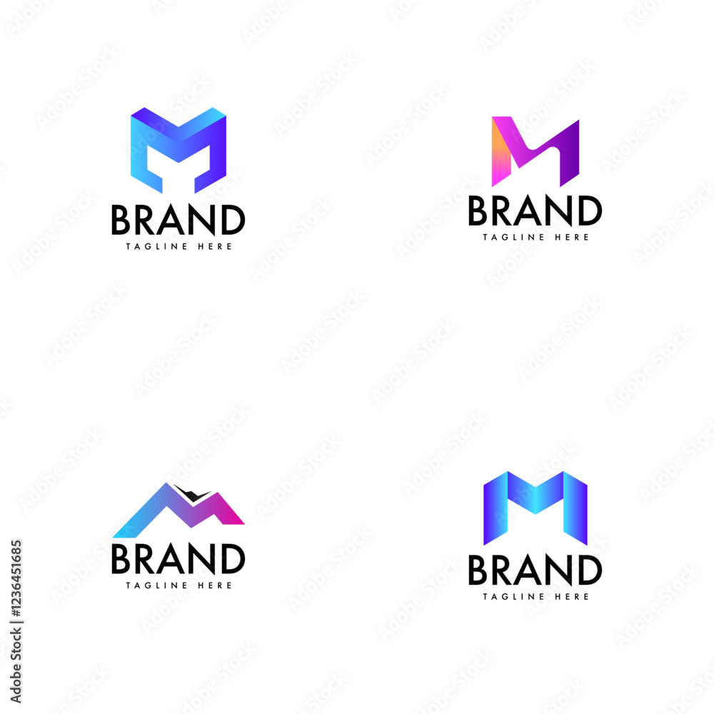 Fototapeta premium Monogram M Monogram Logo Design Template Set