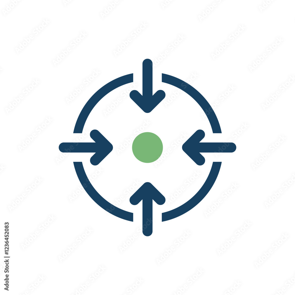 A captivating vector icon representing strategy and direction, with arrows pointing inward to a central focal point, symbolizing focus and effective coordination in various contexts A captivating vector icon representing strategy and direction, with arrows pointing inward to a central focal point, symbolizing focus and effective coordination in various contexts