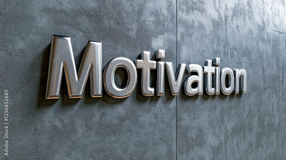Fototapeta premium Shiny metallic motivation sign on concrete wall