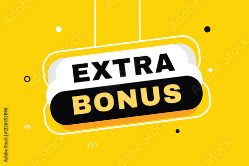 Extra bonus banner hanging style yellow colour. Vector element set design.