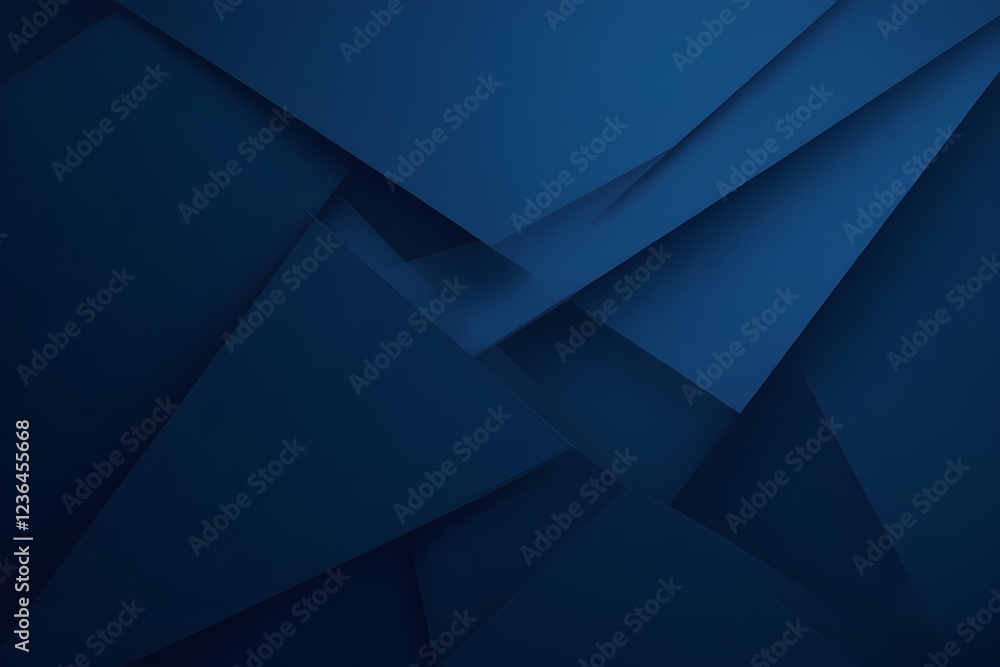 Obraz premium Abstract Deep Blue Geometric Background with Layered Triangles and Shadows