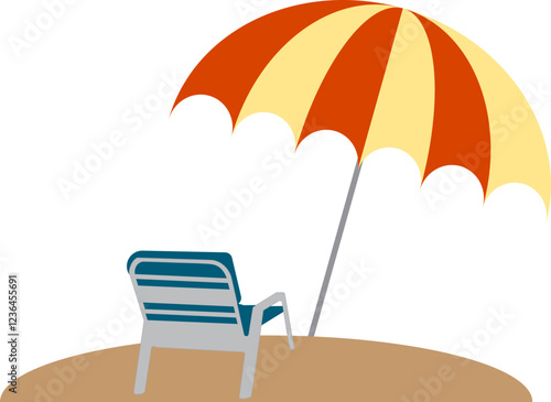 beach chair and umbrella on the beach