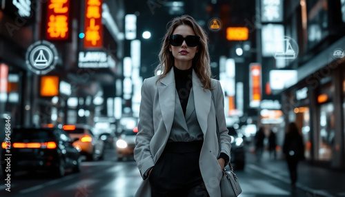 Female Lawyer Navigating an Urban World with AR