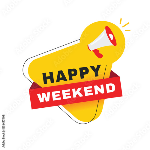 Happy weekend banner, announcement lettering modern design. vector isolated.