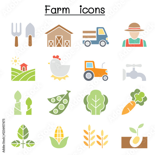 Farming & Agriculture icon set in thin line style