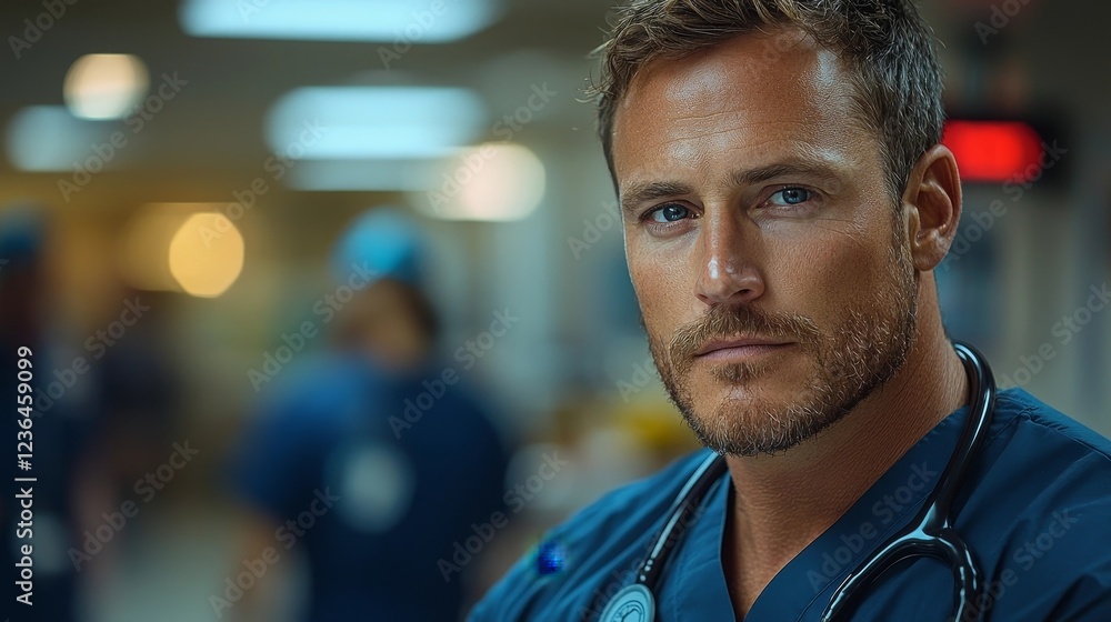 Confident Doctor Providing Calm Leadership During Emergency Room Briefing Confident Doctor Providing Calm Leadership During Emergency Room Briefing