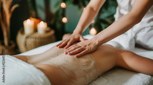 Wallpaper Mural Woman Receiving Back Massage in Spa Center with Cozy Candlelit Atmosphere. Professional Relaxation Studio Portrait. Torontodigital.ca