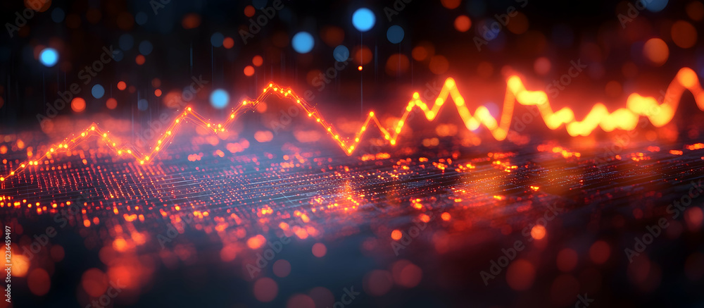 Fototapeta premium crisp financial graph with bright rising line