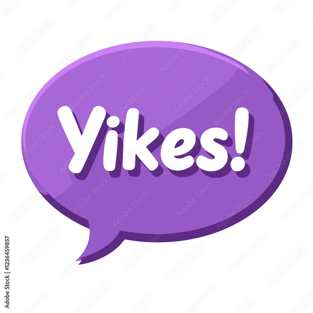Speech bubble with 'Yikes!' in purple background Speech bubble with 'Yikes!' in purple background