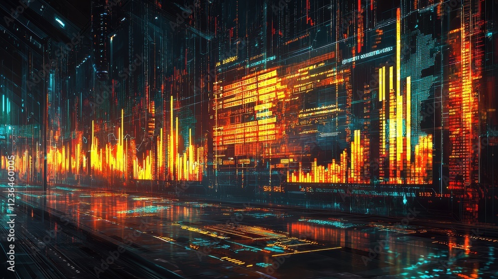 Cyberpunk Cityscape: Neon Data Streams and Digital Architecture Cyberpunk Cityscape: Neon Data Streams and Digital Architecture